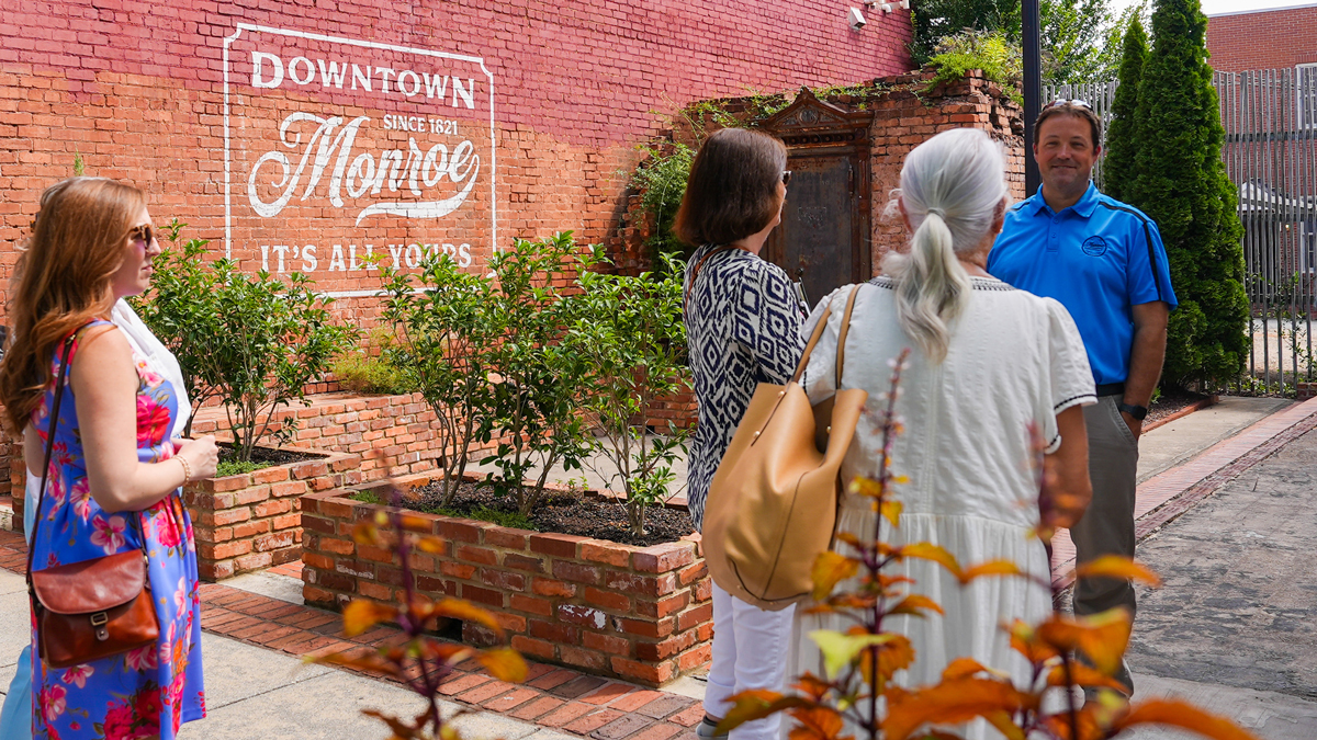Branding opportunities thrive in several pocket parks in downtown Monroe.